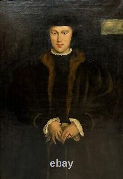 Old oil painting portrait, Christine of Denmark