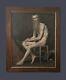 Old Oil Painting Portrait, Old Man Nude On A Stool, Academy