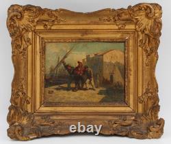 Old oil painting signed A. Kunkler, seascape, 19th-century scene on the quay