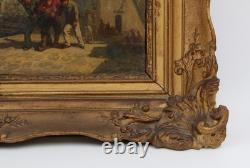 Old oil painting signed A. Kunkler, seascape, 19th-century scene on the quay
