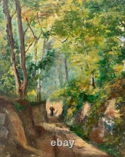 Old oil painting signed, located in Querqueville near Cherbourg, Normandy, France