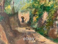 Old oil painting signed, located in Querqueville near Cherbourg, Normandy, France