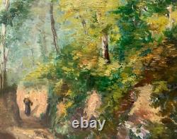 Old oil painting signed, located in Querqueville near Cherbourg, Normandy, France