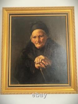Old oil portrait on canvas of a priest, 19th century