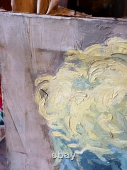 Old oil still life with chrysanthemums, H. Bodin Avon, circa 1920