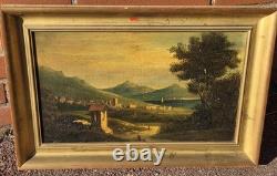 Old painting. Animated landscape. Oil painting on canvas