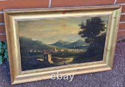 Old painting. Animated landscape. Oil painting on canvas