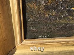 Old painting. Animated landscape. Oil painting on canvas