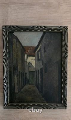 Old painting Dark alley Oil on panel French school late 19th century