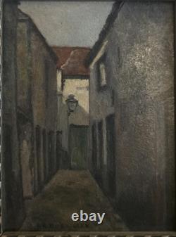 Old painting Dark alley Oil on panel French school late 19th century