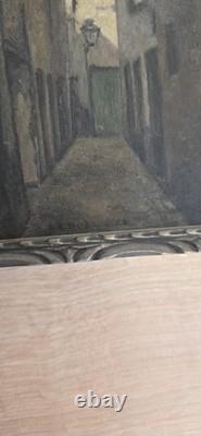 Old painting Dark alley Oil on panel French school late 19th century