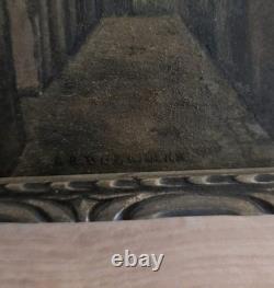 Old painting Dark alley Oil on panel French school late 19th century