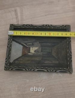 Old painting Dark alley Oil on panel French school late 19th century