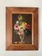 Old Painting Flower Bouquet Oil On Cardboard Signed And Dated Ch. Vincardes 1886