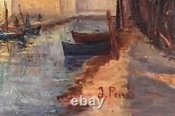 Old painting FRENCH SCHOOL OF THE 20th century oil on canvas The canal signed