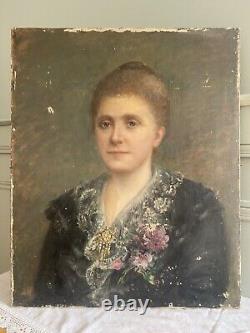 Old painting HST portrait of a lady Anonymous Late 19th century To be restored
