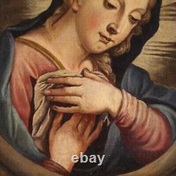 Old painting Madonna religious oil on canvas art 18th century