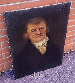 Old painting. Man portrait. Oil painting on canvas signed. XIXth century style.