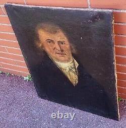 Old painting. Man portrait. Oil painting on canvas signed. XIXth century style.