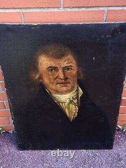 Old painting. Man portrait. Oil painting on canvas signed. XIXth century style.