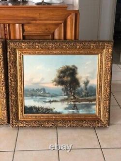 Old painting, Oil on canvas. Gilded frame.