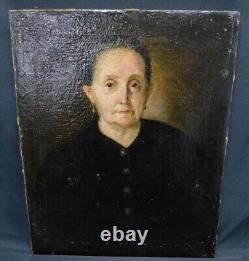 Old painting Oil on canvas Portrait of a woman. 19th century