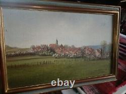 Old painting Oil on canvas View of Luzy May 1917 signed Polvèche