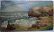 Old Painting Oil On Cardboard Views Edge Of Rocks Signed A. Gorguet