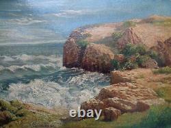 Old painting Oil on cardboard Views Edge of Rocks signed A. Gorguet