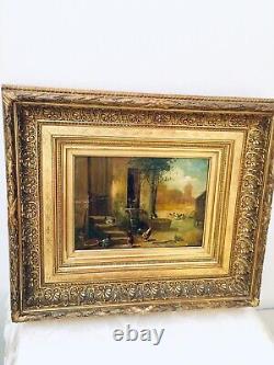 Old painting Oil on wood signed by Teresa Durazzo Doria