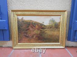 Old painting: Oil painting French School of Barbizon Harpignies Moulin 19th century