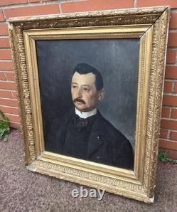 Old painting. Portrait of a man. Oil painting on canvas. 19th century.