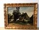 Old Painting: The Cottages. Oil On Panel. Early 20th Century