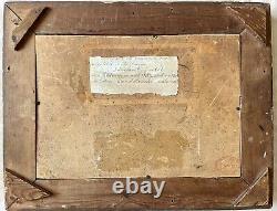 Old painting XIX 19th animated mountain landscape Alps river oil painting signed