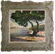 Old Painting In Oil Of A Fauvist Seascape With A Parasol Pine By Seyssaud