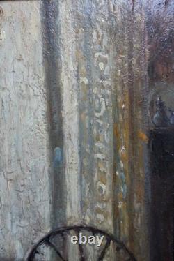 Old painting interior scene Clotilde Martin Pregniard Impressionist frame