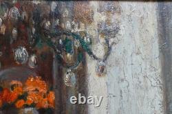 Old painting interior scene Clotilde Martin Pregniard Impressionist frame