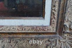 Old painting interior scene Clotilde Martin Pregniard Impressionist frame