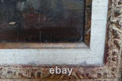 Old painting interior scene Clotilde Martin Pregniard Impressionist frame