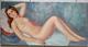 Old Painting Of A Female Nude Oil On Canvas By Albert Genta. 1950s