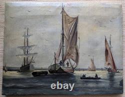 Old painting of a marine landscape oil on canvas / France, early 20th century