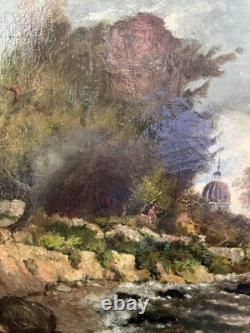 Old painting of a sailing ship at sea, formed in Impressionism, signed 1905