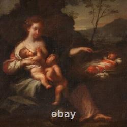 Old painting of maternity children oil on canvas painting 18th century 700