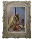 Old Painting Oil Genre Scene Woman Sitting Couple Embraced Figurative Signed