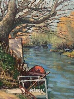 Old painting oil landscape fauvism signed Paul Cuchet Pierre Ambrogiani Peano