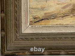 Old painting oil landscape horses Camargue genre scene circus people