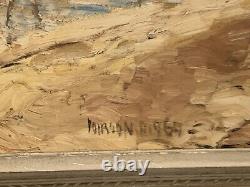 Old painting oil landscape horses Camargue lively scene Circky André Poirson