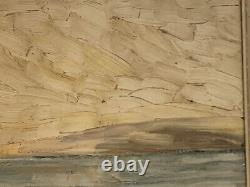 Old painting oil landscape horses Camargue lively scene Circky André Poirson