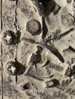 Old painting oil mixed composition sculpture bolts woman melancholy signed