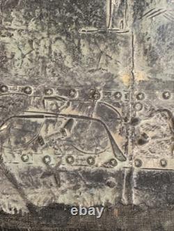 Old painting oil mixed composition sculpture bolts woman melancholy signed